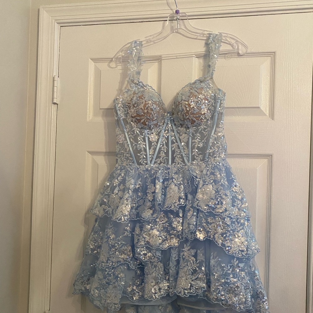 Sherri hill homecoming dress blue corset top